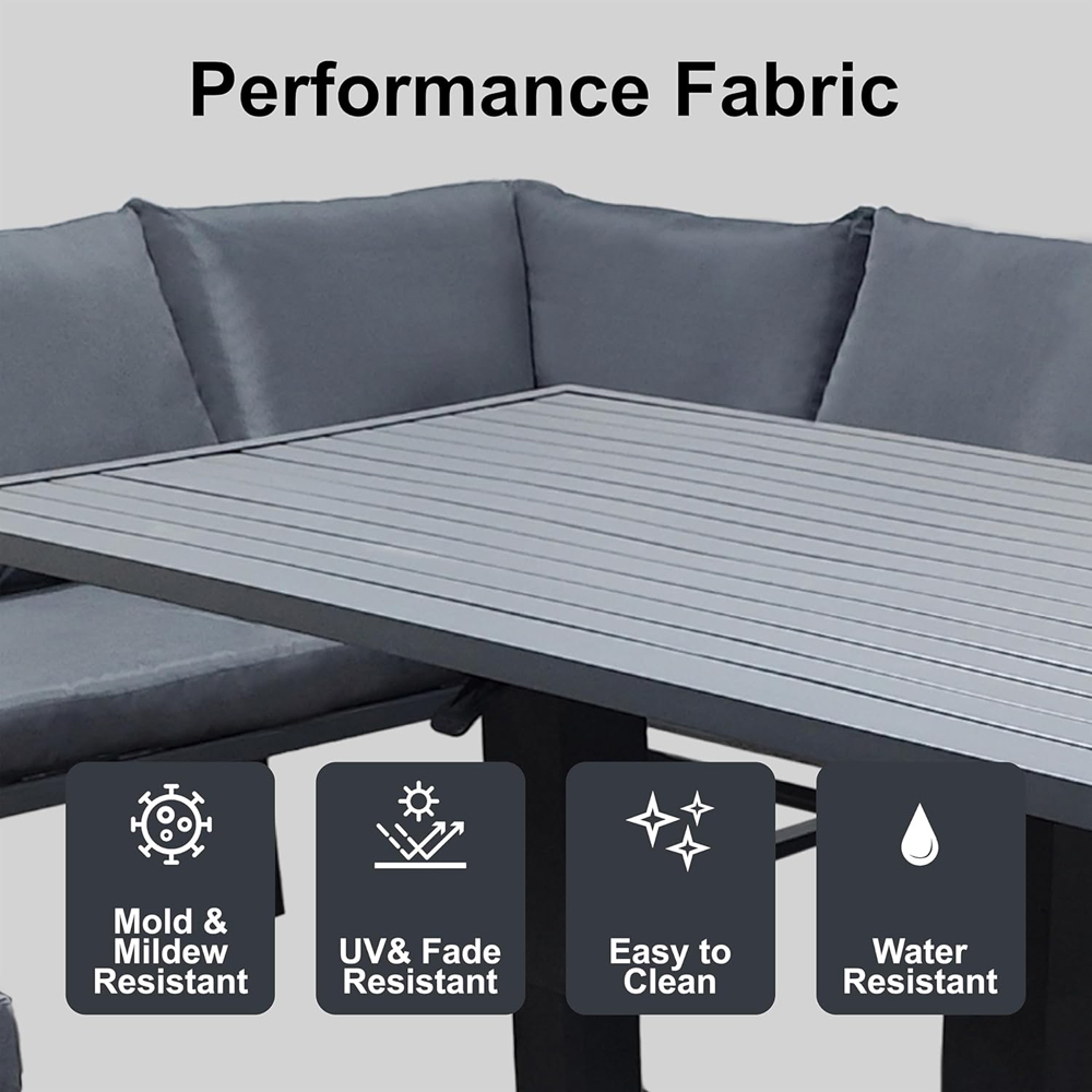 Alivio 8 Seater Grey L-Shaped Garden Sofa Set with Adjustable Table and Ottomans Image 7