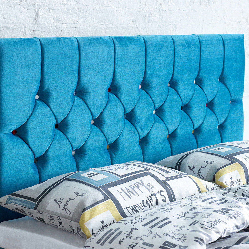 Aspire Furniture Catherine Lansfield Boutique Small Double Teal Brushed Velvet Headboard Image 1