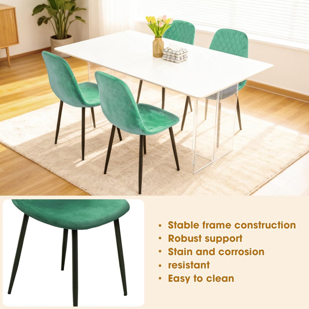 Alivio Set of 4 Green Velvet Dining Chair Image 8