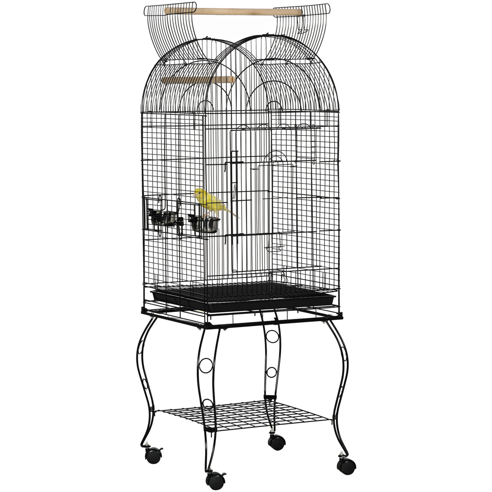 PawHut Black Bird Cage with Stand Image 1