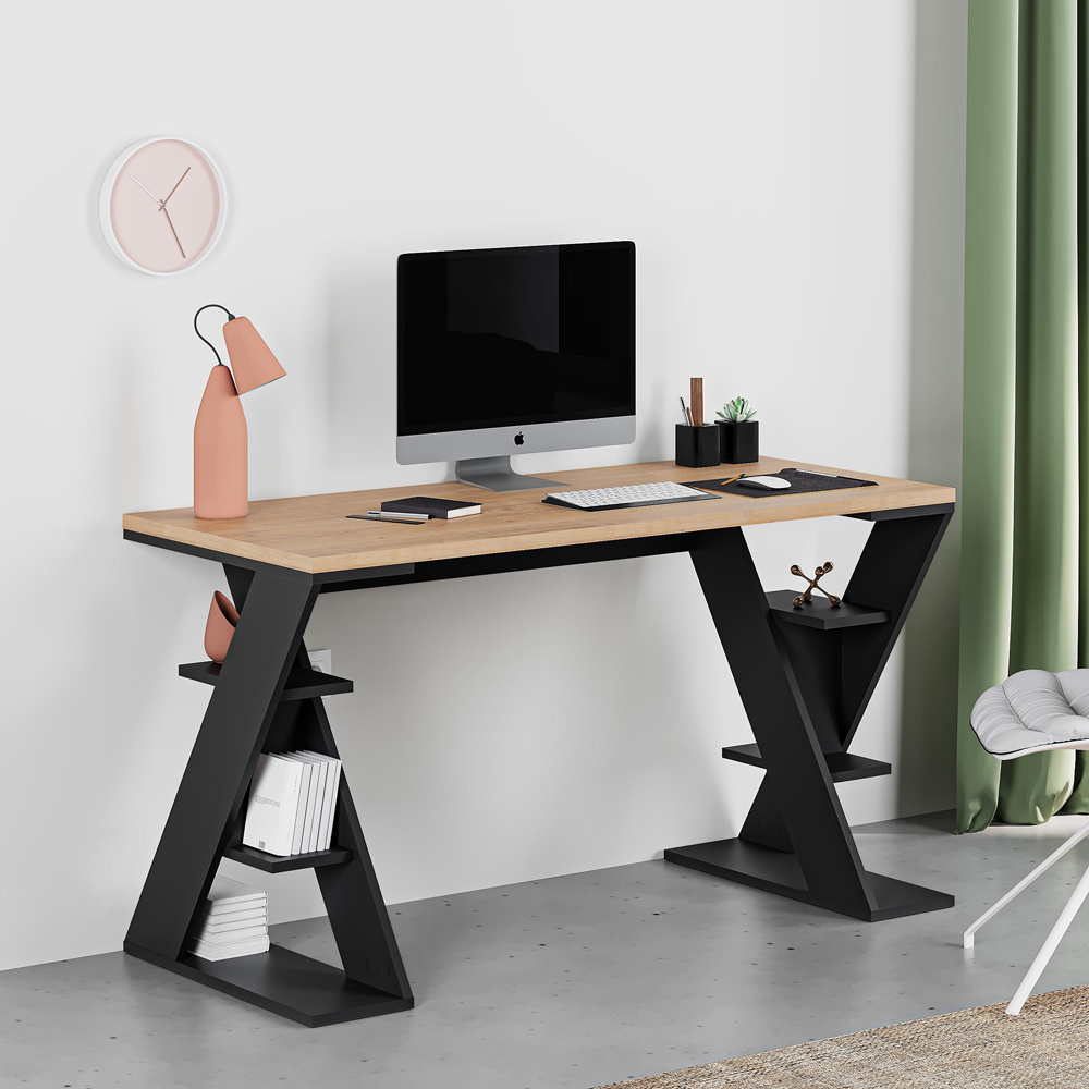 Decortie Papillon 6 Shelf Sapphire Oak Working Table Image 3