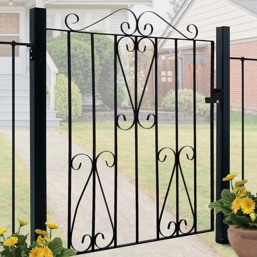 Living and Home 3ft Black Modern Arched Top Metal Outdoor Garden Swing Gate 104 x 85cm Image 2