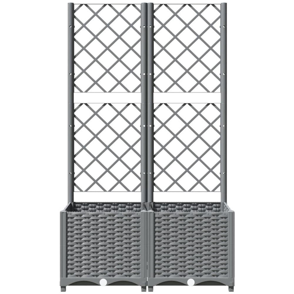 vidaXL Grey Plastic Raised Garden Planter with Trellis 136 x 80 x 40cm Image 3