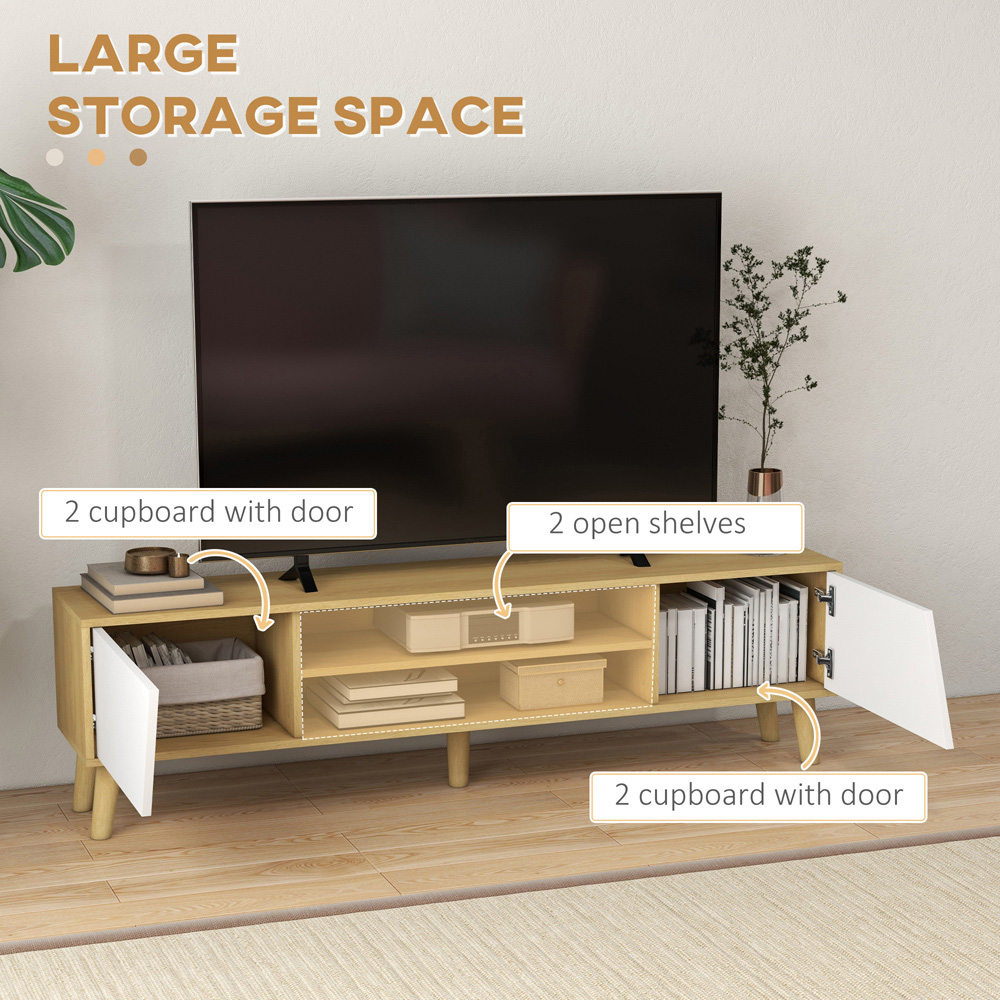 Portland Oak TV Unit Cabinet for 65 Inch TV with Shelves Image 6