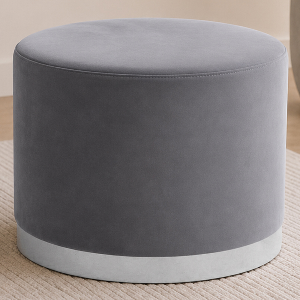 Premier Housewares Hagen Grey and Silver Round Stool Image 1