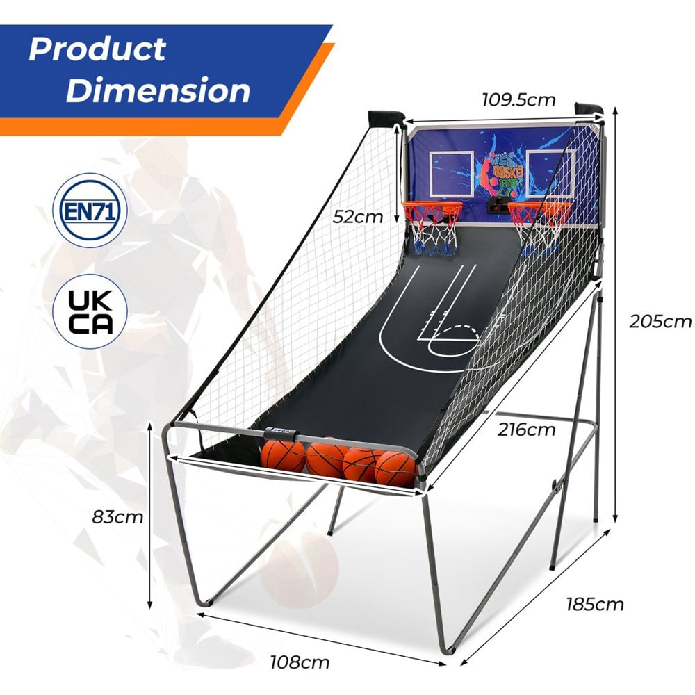 Costway Navy Foldable Basketball Arcade Game Image 9
