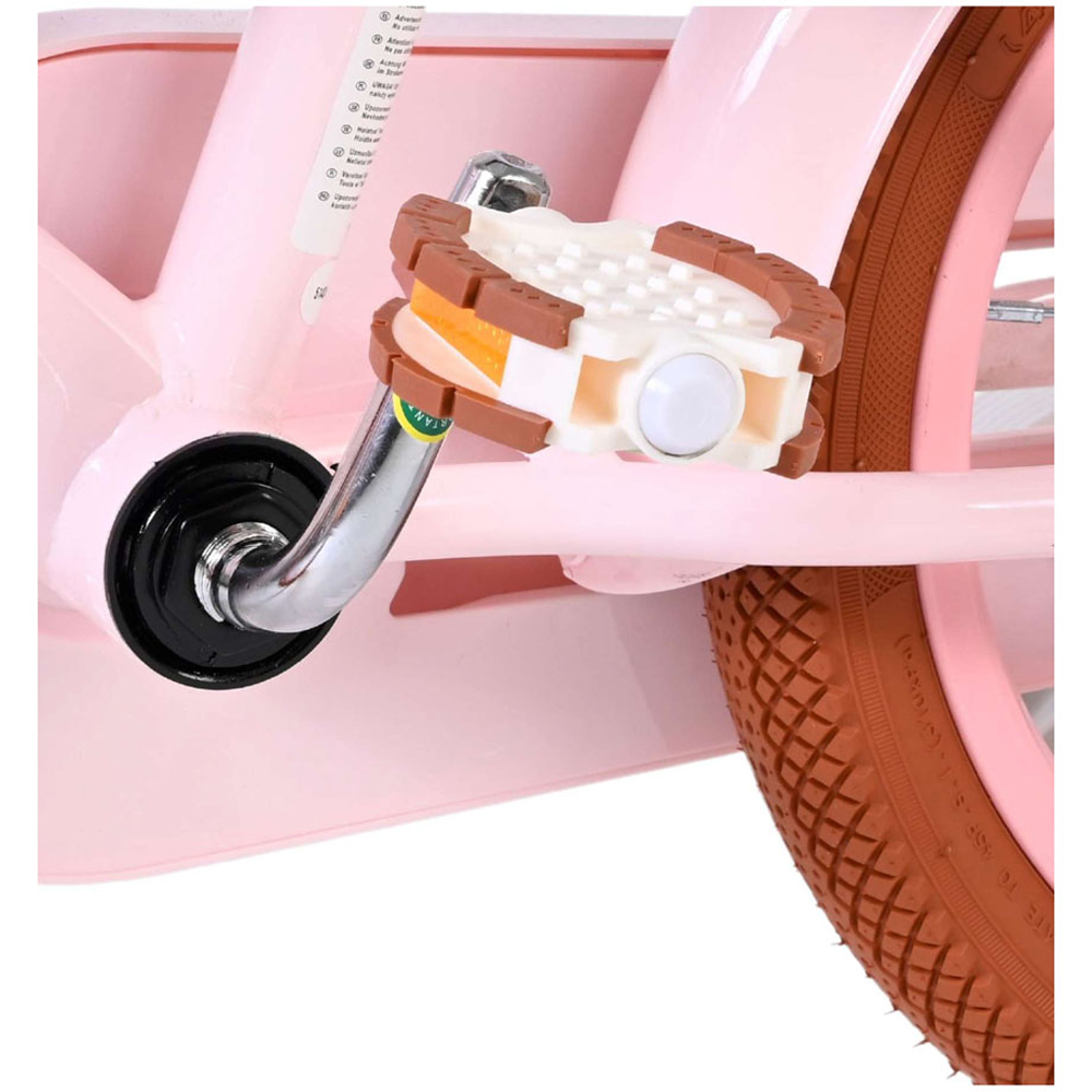 Volare Ashley Kids 14 inch Pink Pastel Bike with Stabilisers Rack and Basket Image 9