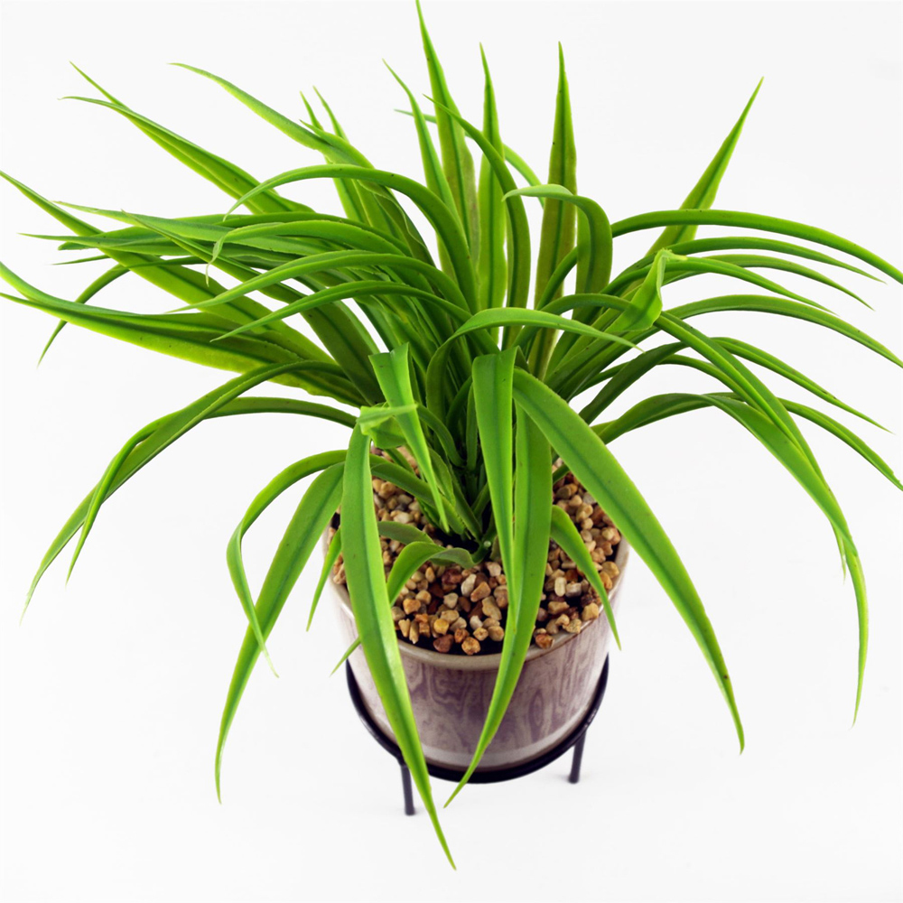Leaf Artificial Grass in Ceramic Planter and Metal Stand 35cm Image 2