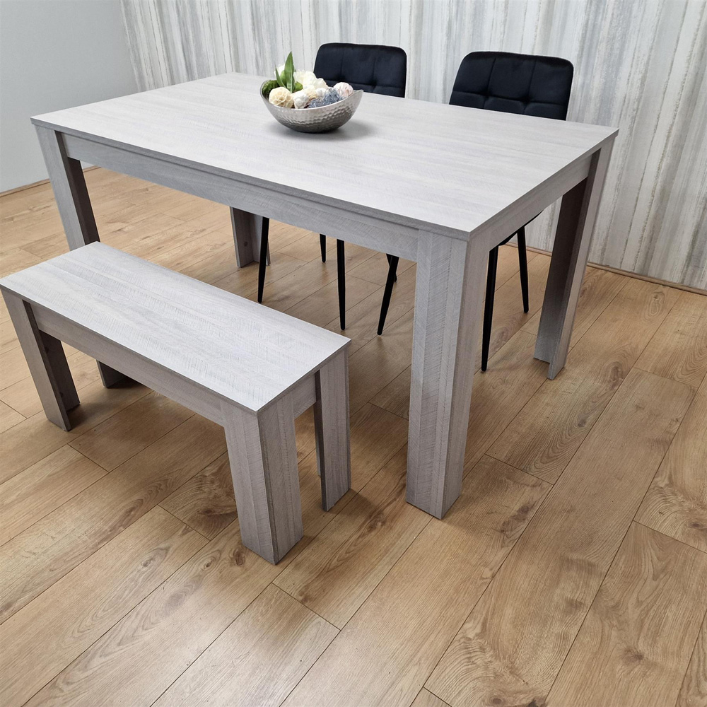 Portland 4 Seater Square Velvet Dining Table Set Arrow Grey and Black Image 3