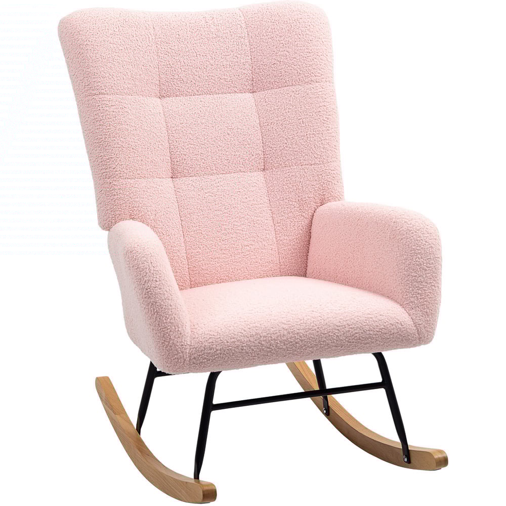 Portland Light Pink Modern Rocking Chair with Backrest Image 2