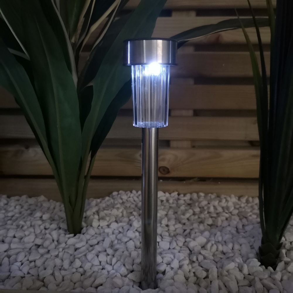 Samuel Alexander White Stainless Steel Solar LED Garden Path Light 10 Pack Image 5