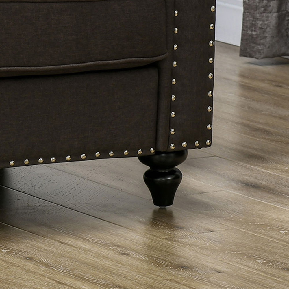 HOMCOM Brown Fabric Accent Chair with Nailhead Trim Rolled Arms Image 3