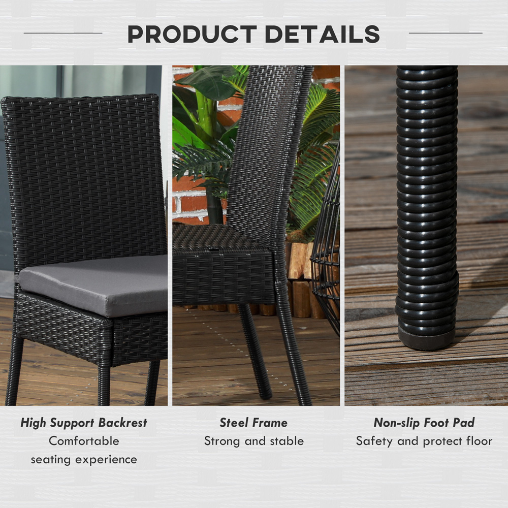 Outsunny Set of 4 Black Rattan Garden Chair Image 6
