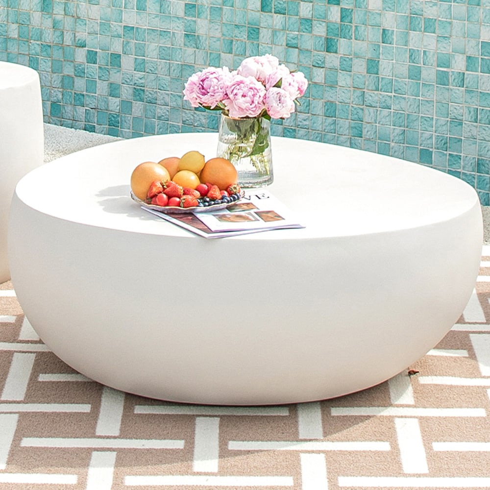 Elementi Ikaria Cream White GRC Coffee Table Image 1