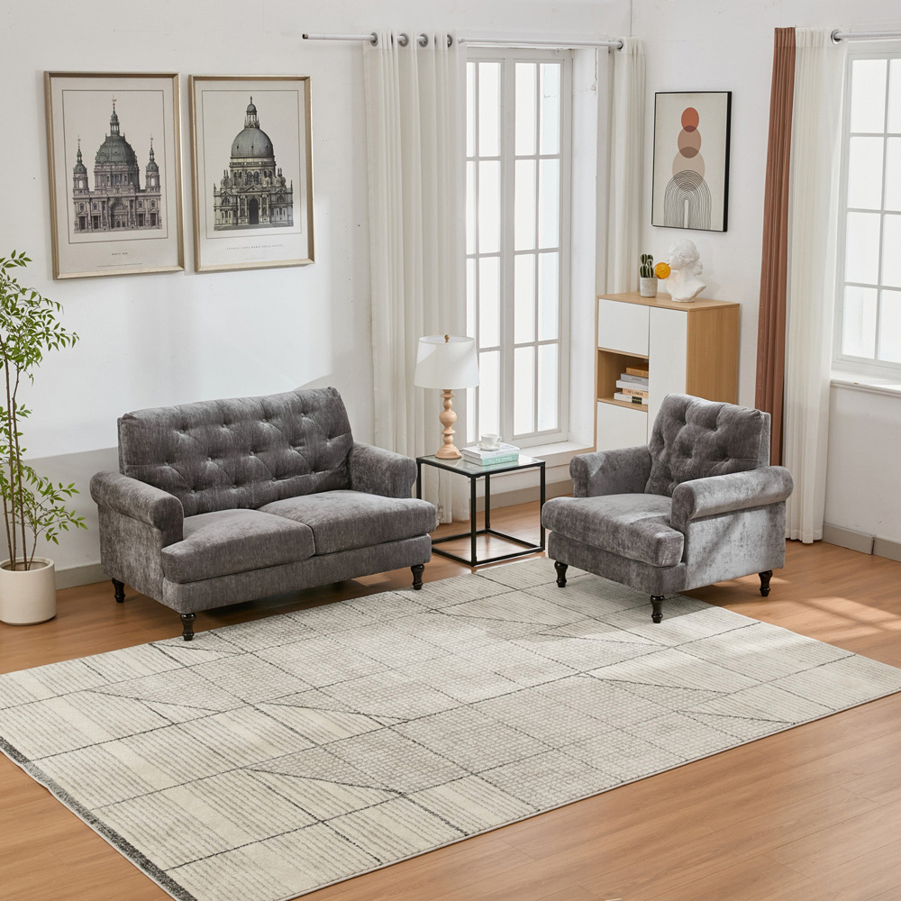 Furniture One 3 Seater Grey Mid Century Sofa Set Image 7