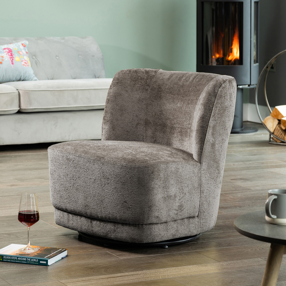 Artemis Home Camarillo Dark Grey Fabric Swivel Base Accent Chair Image 5