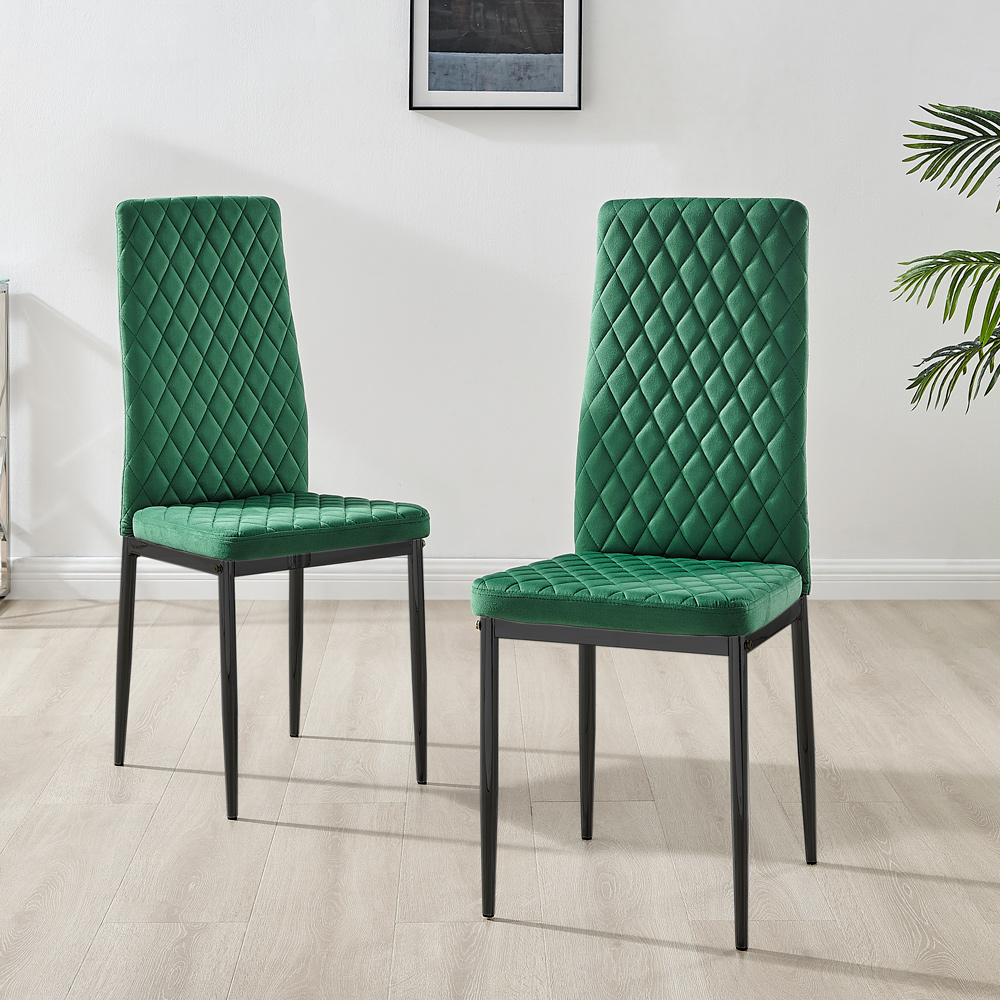 Furniturebox Lucia Valera 4 Seater Dining Set Grey Gloss Green and Black Image 3