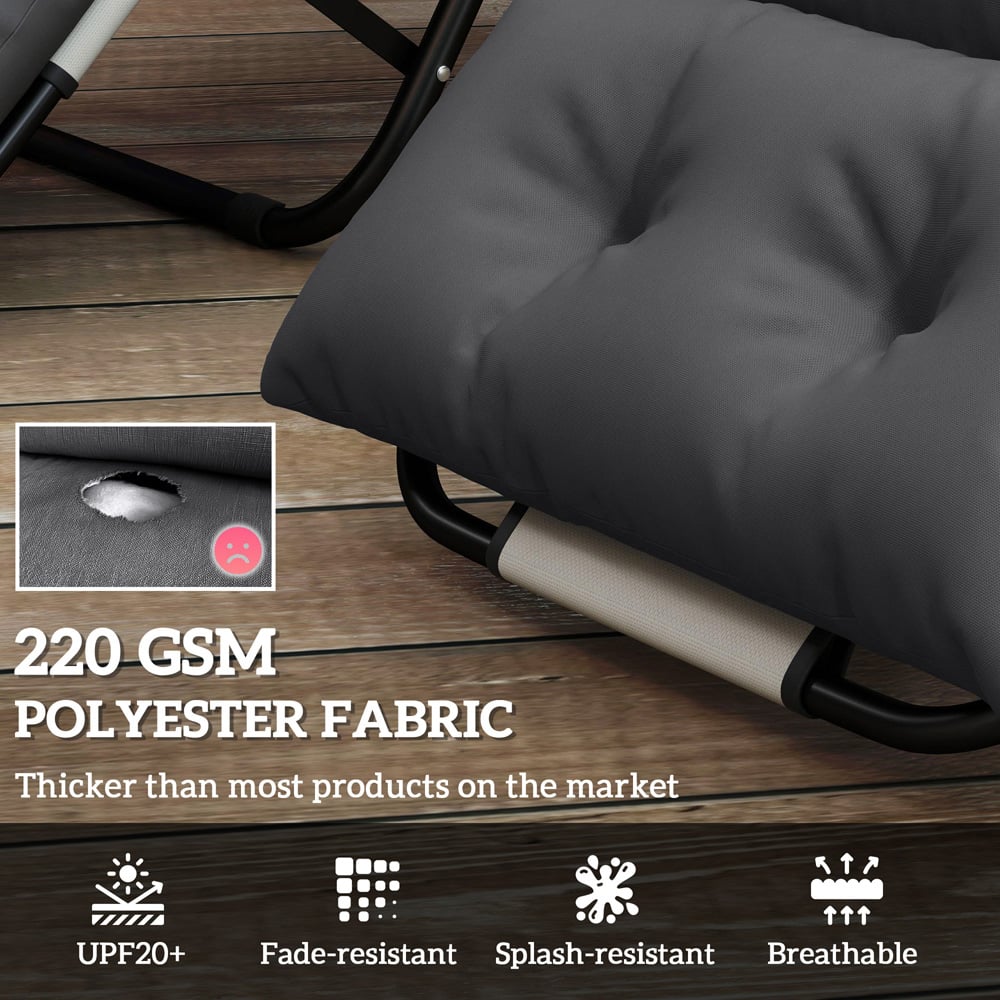 Outsunny Dark Grey Sun Lounger Cushion 2 Pack 190 x 56cm Image 4