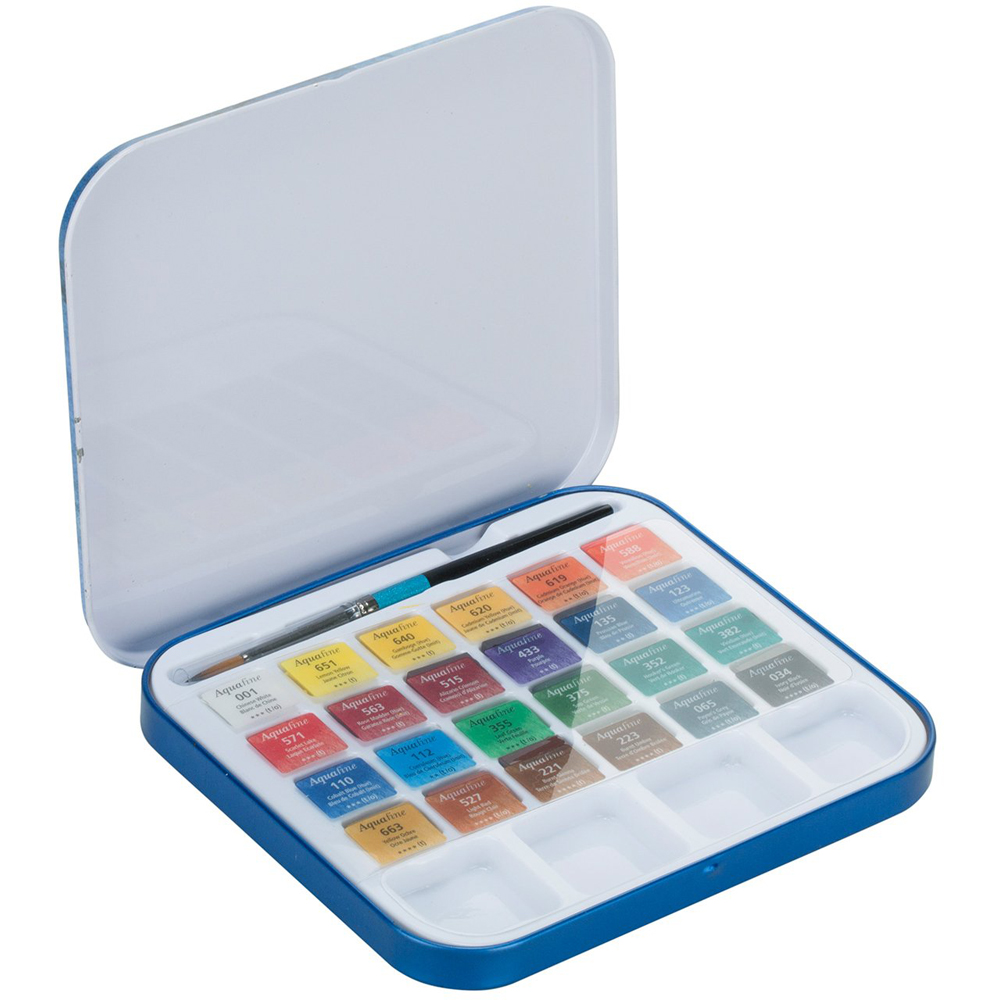 Daler-Rowney Aquafine Half Pans Watercolour Paint 24 Pack Image 2