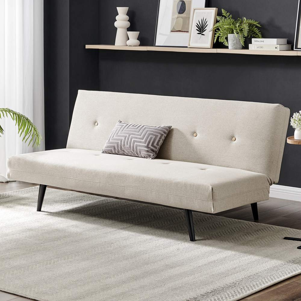Furniturebox Thomas 2 Seater Beige Sofa Bed Image 1