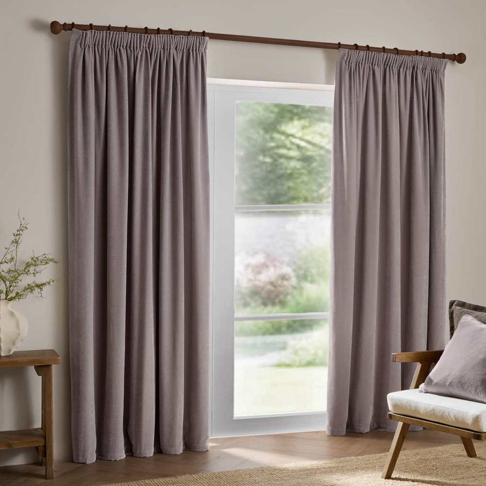 Yard Mauve Chenille Fully Lined Pencil Pleat Curtains 229 x 183cm Image 1