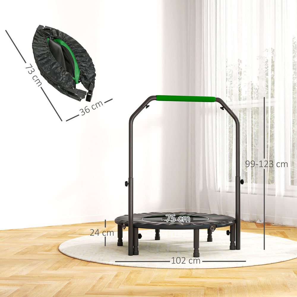 HOMCOM 3.3ft Green Foldable Mini Trampoline with Adjustable Foam Handle Image 9