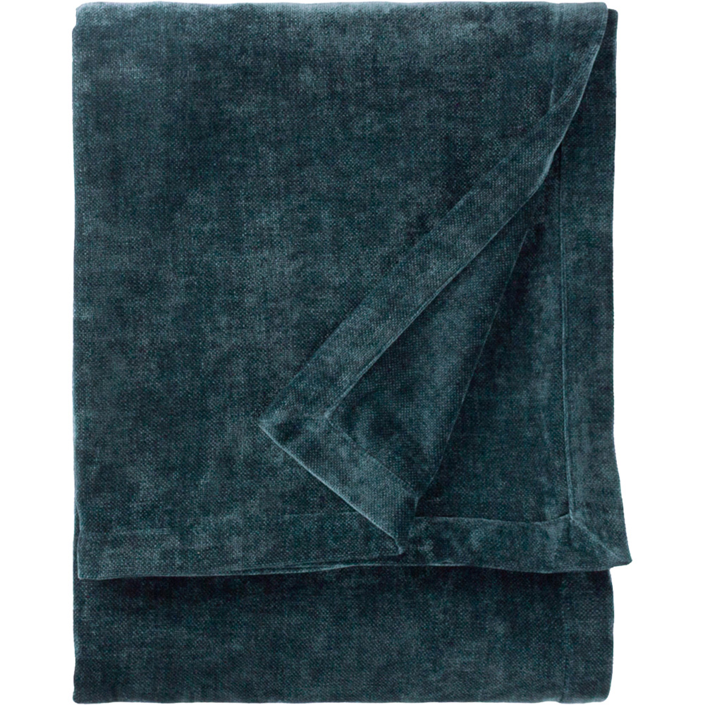 Yard Navy Heavy Chenille Velvet Throw 130 x 180cm Image 1