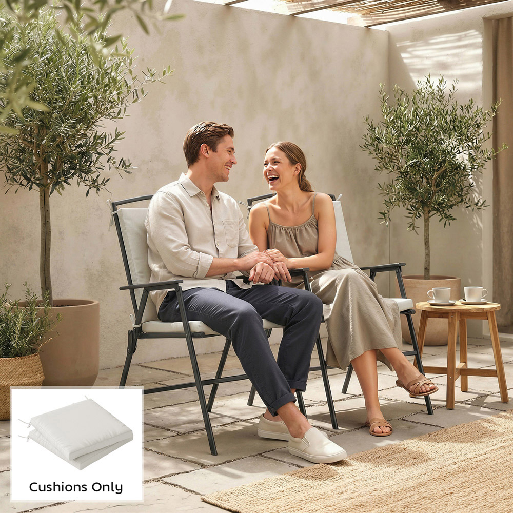 Outsunny Cream White Waterproof Garden Chair Cushion 50 x 50cm 2 Pack Image 5