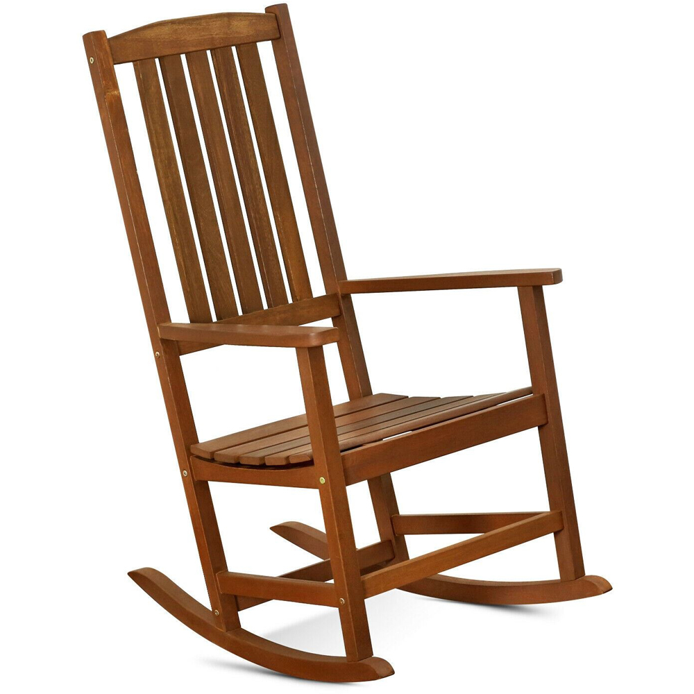 Walplus Teak Oil Hardwood Rocking Chair Image 2