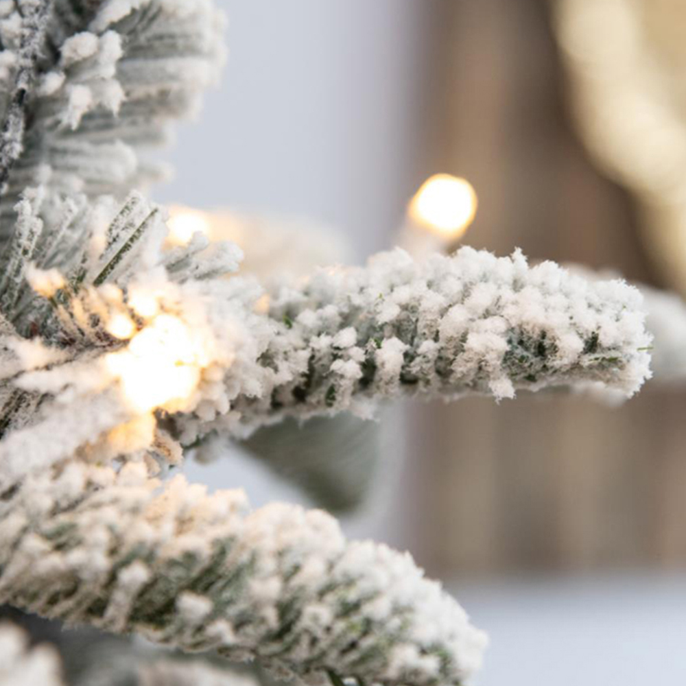 Shatchi Warm White LED Snow Covered Green Tips Flocked Christmas Tree 8ft Image 3
