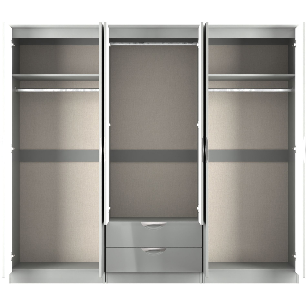 Crowndale Camden 6 Door 2 Drawer Grey Gloss and Dusk Grey Wardrobe Ready Assembled Image 6