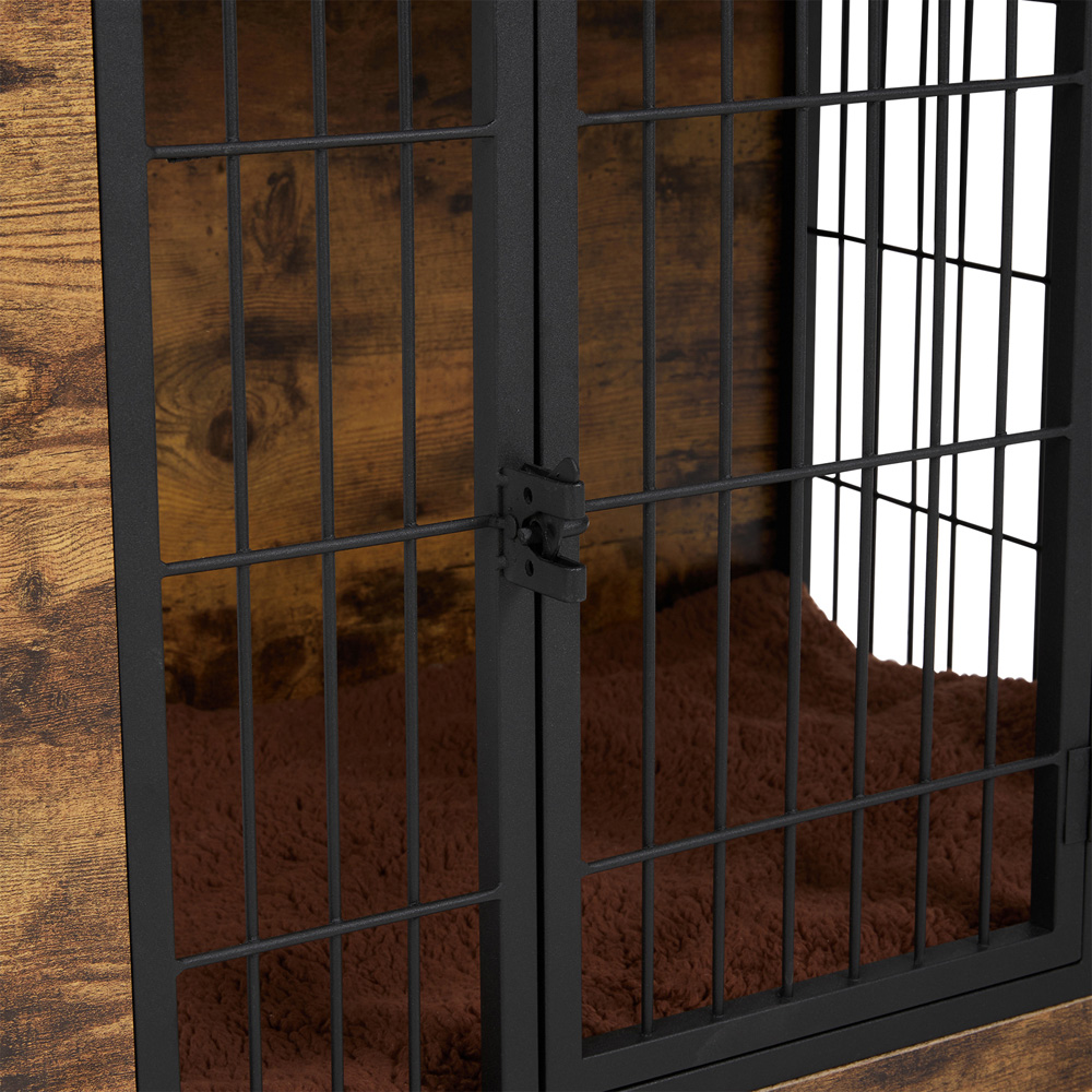 H&O Direct Farmhouse Style Dog Crate with Cushion Image 4