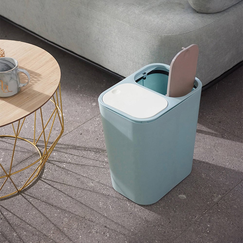 Living and Home Blue Double Recycling Bin with Pop Up Lid 15L Image 6