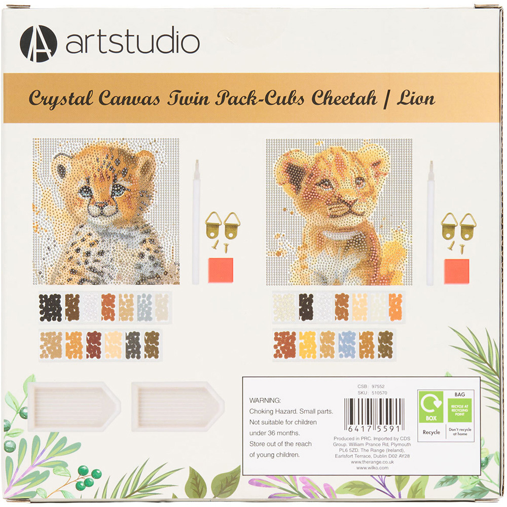 Pack of 2 Cheetah and Lion Cubs Crystal Canvases Image 3