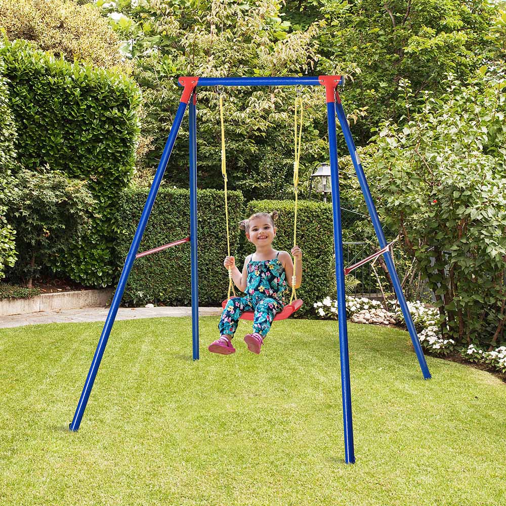 Outsunny Kids Metal Swing Set with Adjustable Rope Image 2