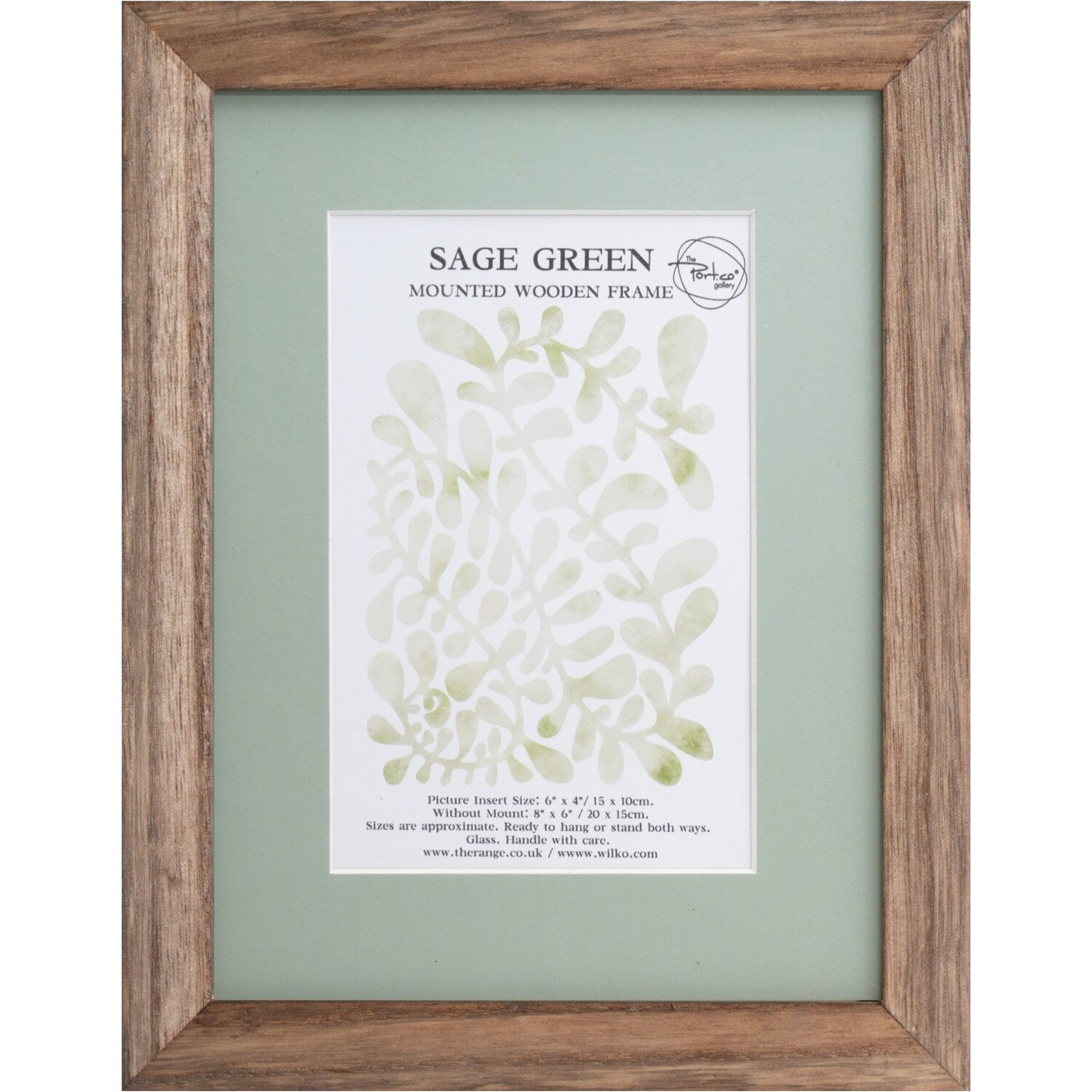 Sage Green Mounted Wooden Photo Frame Green 6 x 4in Image 1