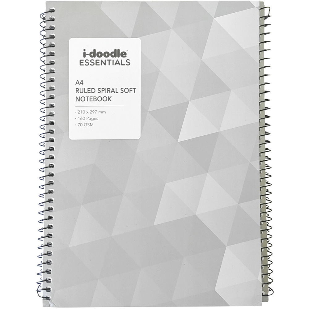 Pack of 5 Ruled Spiral Soft Cover Notebooks Grey Image 4