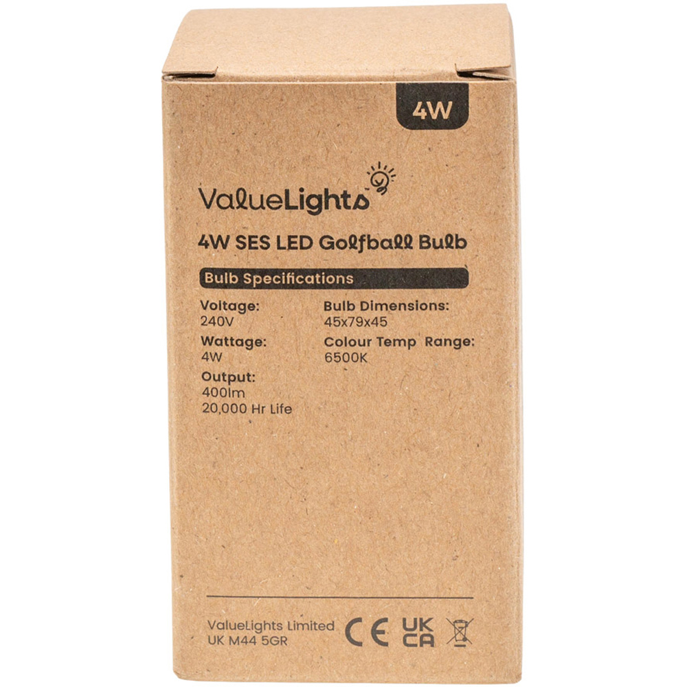 ValueLights 4W 6500K Cool White E14 Golfball LED Light Bulb 6 Pack Image 4