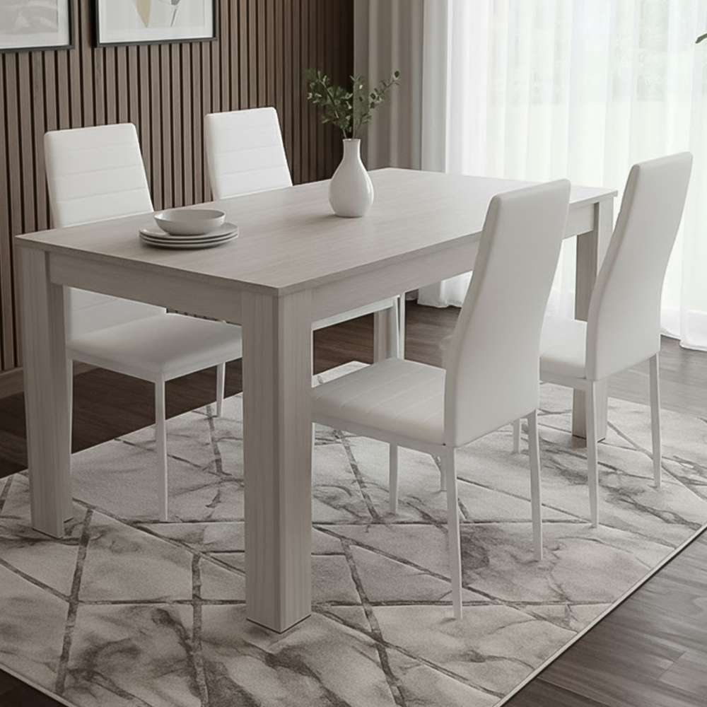 Portland Kosy Koala 4 Seater Modern Dining Set Grey and White Image 1