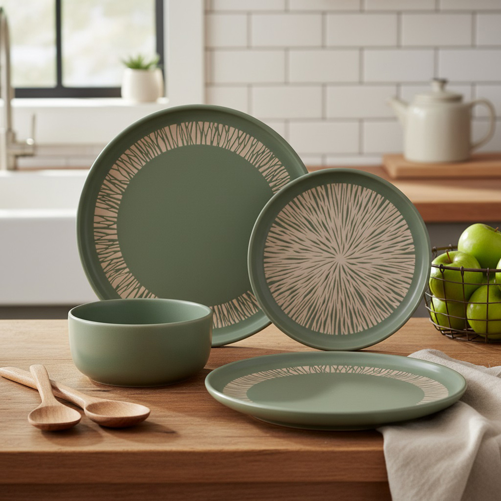 Waterside Christmas Aura Green 12 Piece Dinner Set Image 2