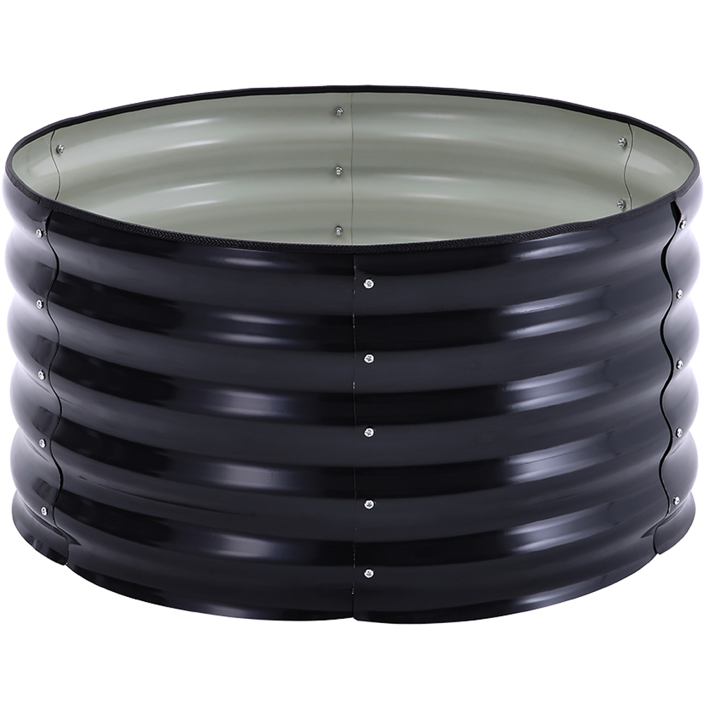 Living and Home Anthracite Dia Round Galvanised Steel Raised Garden Bed 80cm Image 1