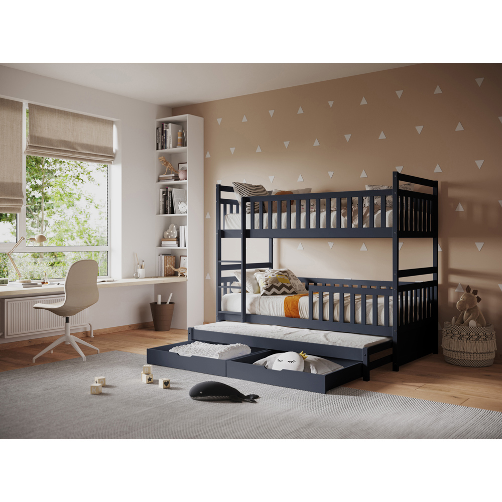 Flair Elvis Grey 2 Drawer Wooden Bunk Bed with Trundle Image 4