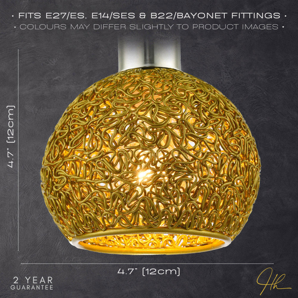 Happy Homewares Gold Round Twisted Wire Mesh Metal Lamp Shade Image 6