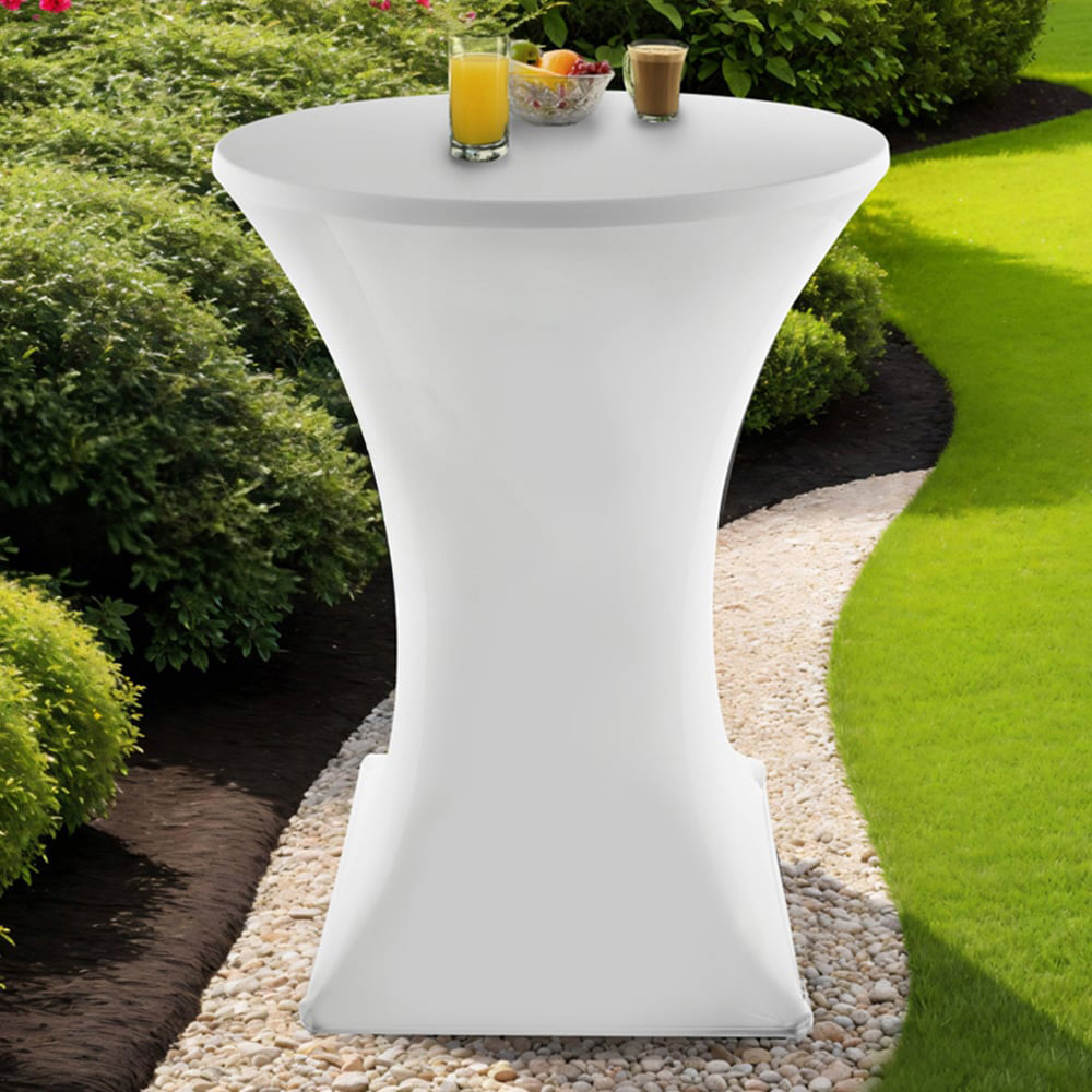 tectake White Folding Bar Table Cover 90 x 110cm Image 3