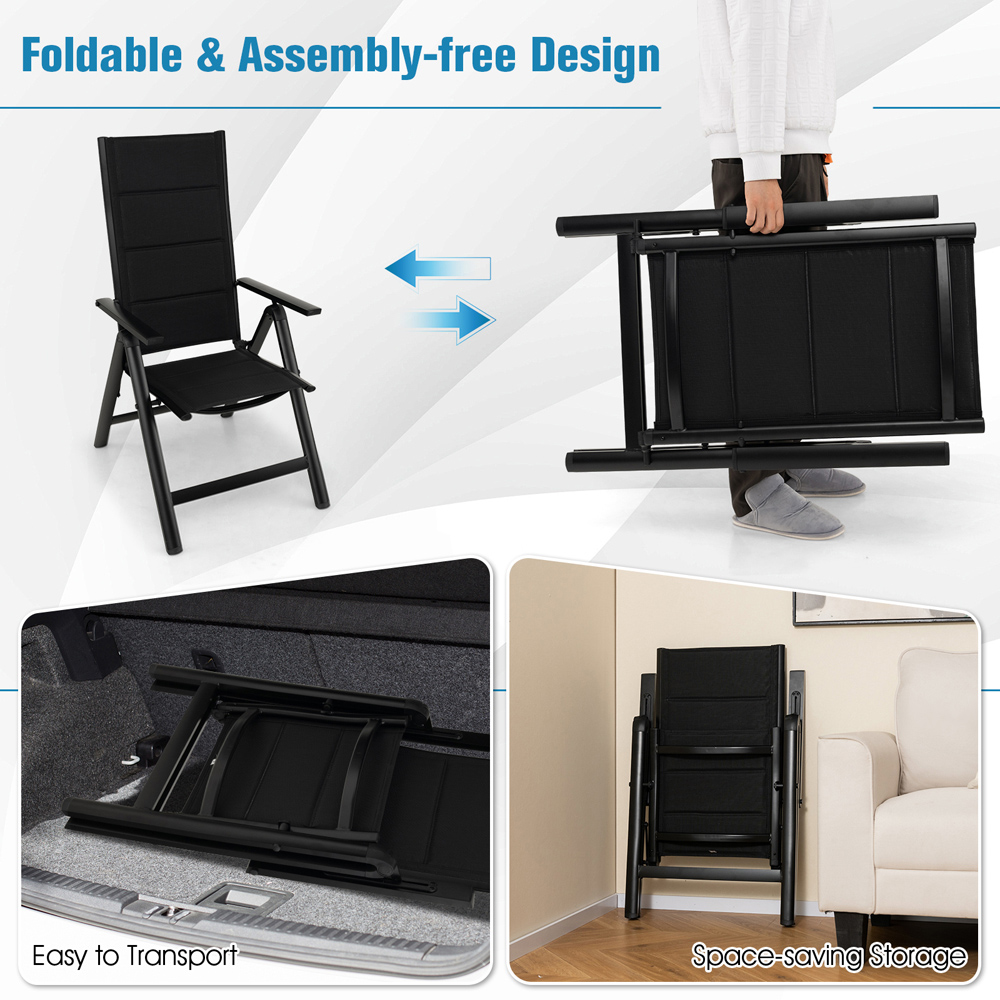 Costway Black Padded Folding Garden Chair Image 8