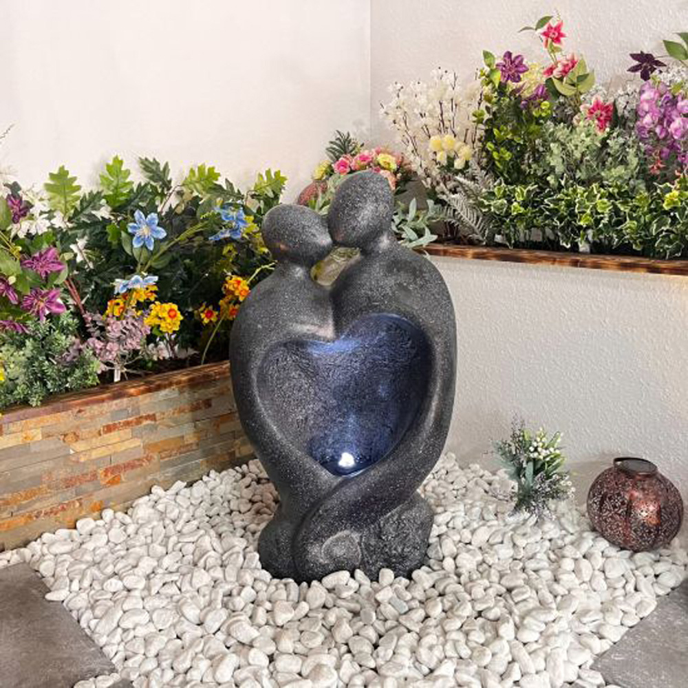 Tranquillity Heart Couple LED Solar Water Feature Image 2