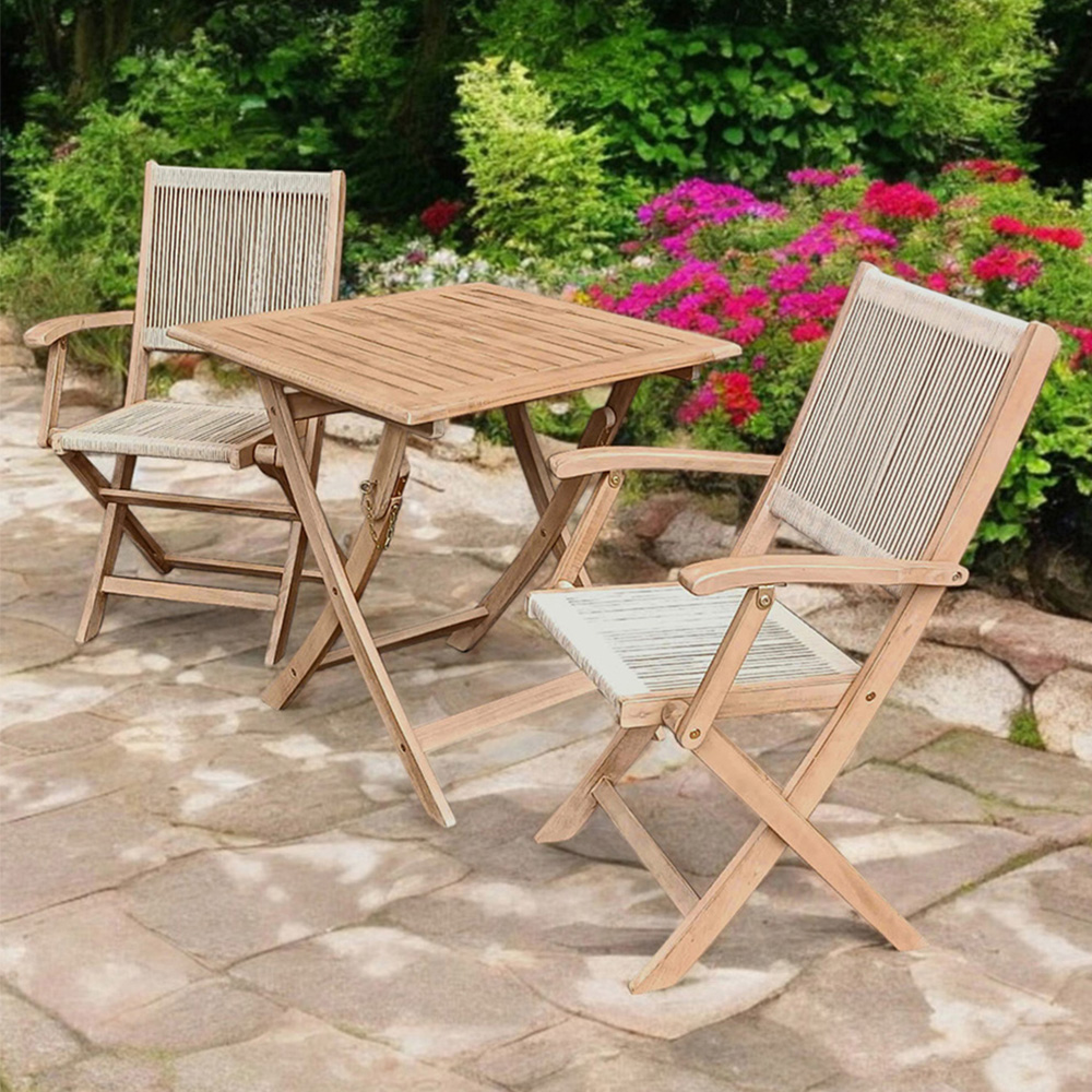 Royalcraft London 2 Seater Square Foldable Rope Bistro Set Image 1