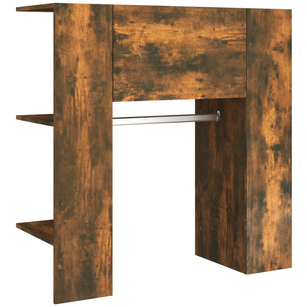 vidaXL 2 Door 6 Shelf Smoked Oak Hallway Cabinet with Rail Image 5