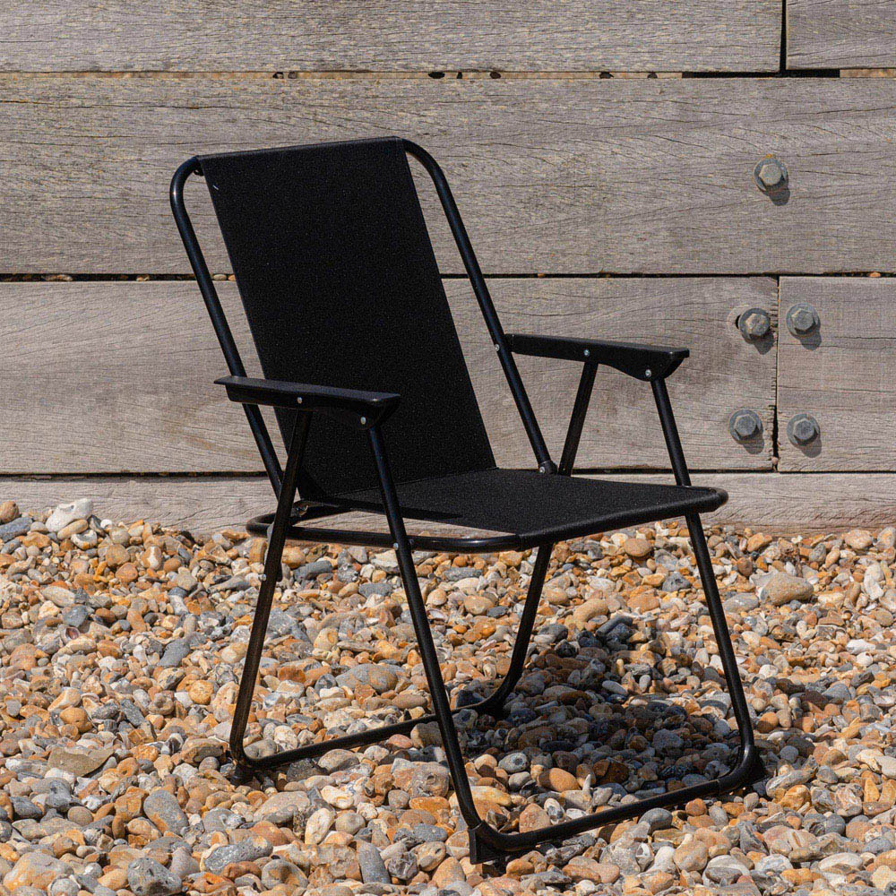 Harbour Housewares Black Folding Metal Beach Chair Image 3
