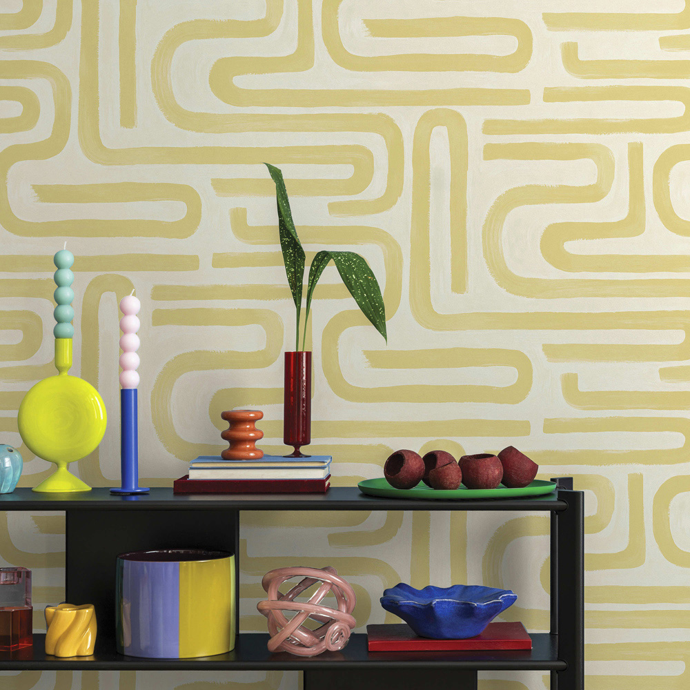 Holden Decor Brushed Geo Ochre Wallpaper Image 3